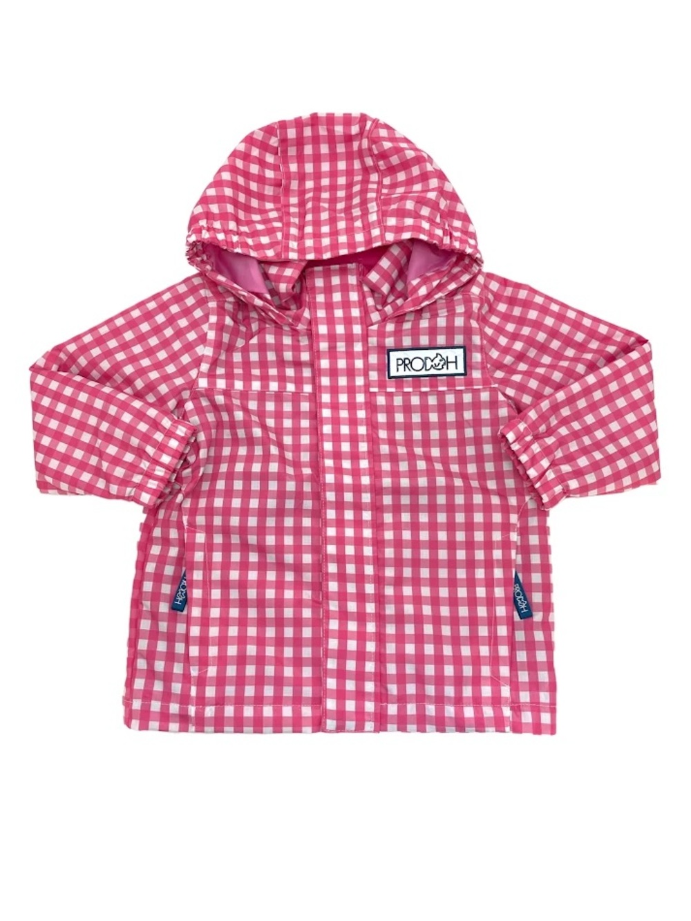 Prodoh Kids Pink Gingham Hooded Rain Jacket